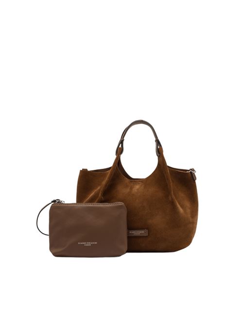 Borsa da donna in pelle martellata a mano, con tracolla removibile, colore cognac GIANNI CHIARINI | 9779CMPL14283